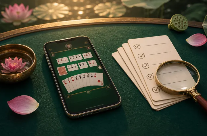 Policy ledger open beside rummy learning materials